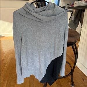 Verve Ami Two-Tone Gray and Black Cowl Neck Sweater